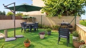 jardin terraza mesa barbacoa immo&confort